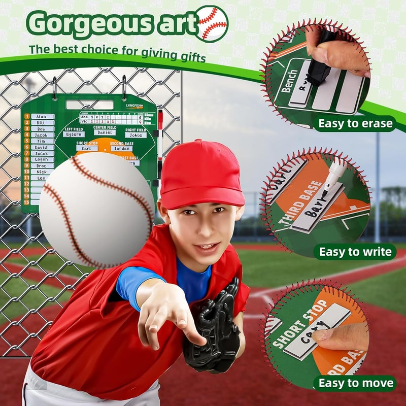 LYINGFISH Magnetic Baseball Lineup Board，Baseball Lineup Cards Baseball Lineup Board For Dugout Baseball Accessories 40 Sheets Lineup Cards Baseball Clipboard for Coaches Baseball Coaching Accessories - Image 5